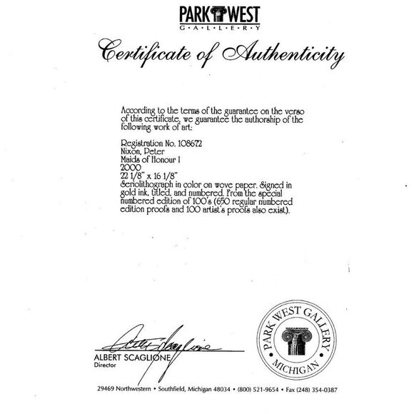 "Maids of Honour I" by Peter Nixon Seriolithograph - Picture 6 of 7